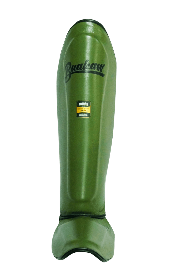 Buakaw Shinguards Green (Leather) Buakaw