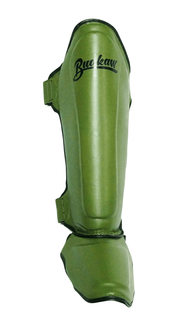 Buakaw Shinguards Green (Semi PU) Buakaw