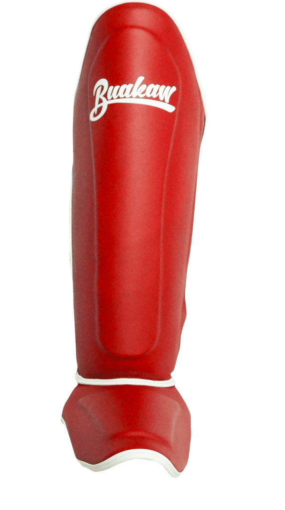 Buakaw Shinguards Red (Semi PU) Buakaw