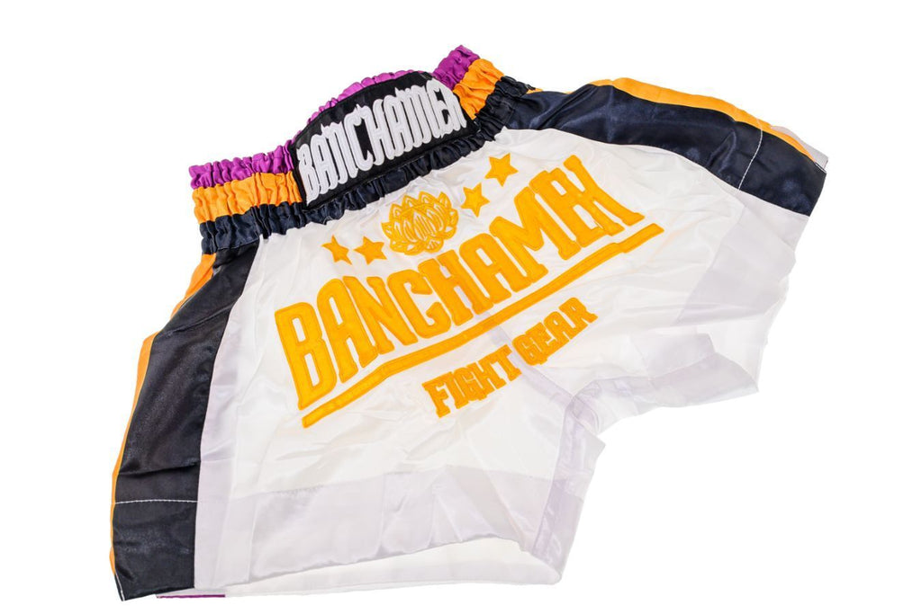 Buakaw Shorts BFG4-5 WHITE PURPLE GOLD - SUPER EXPORT SHOP