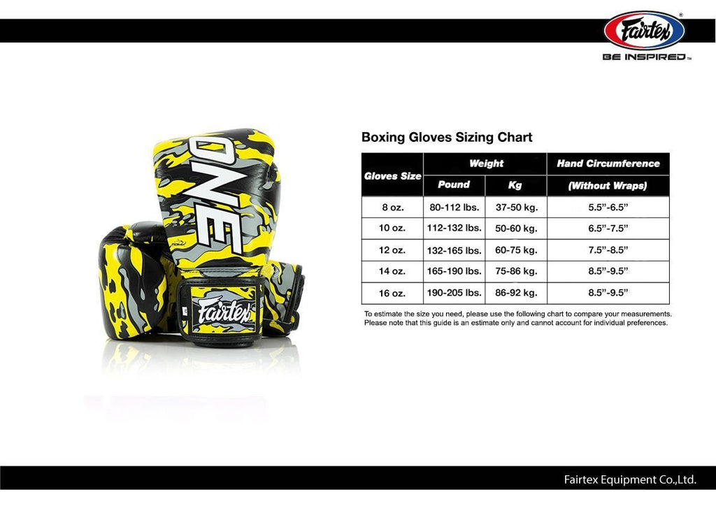 Fairtex Boxing Gloves BGV-Premium ONE CHAMPION Camouflage Yellow - SUPER EXPORT SHOP