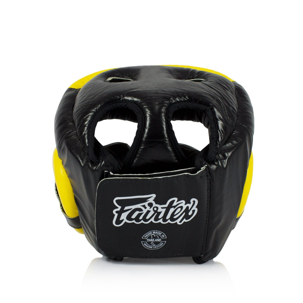 Fairtex Diagonal Vision Sparring Headguard Full Head Cover HG13 Yellow/black - SUPER EXPORT SHOP