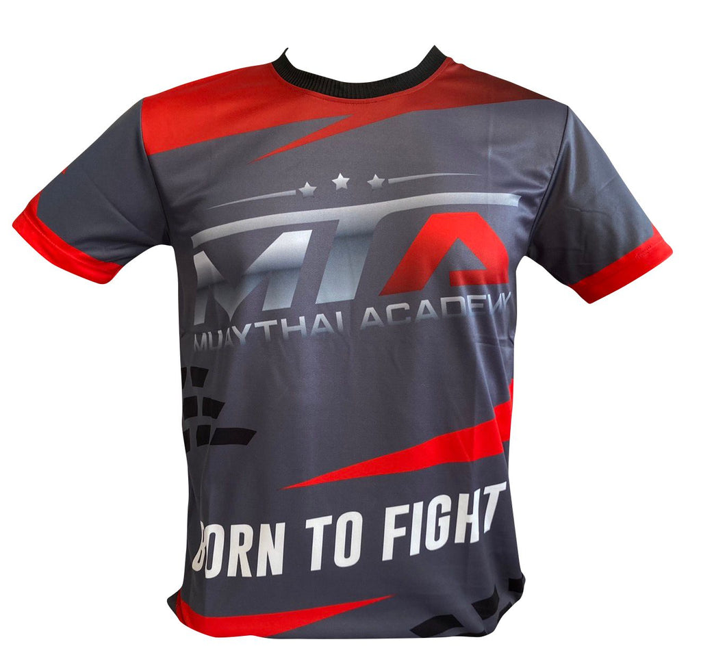 MTA Muay Thai T-shirt Born to fight 2 Grey Red - SUPER EXPORT SHOP