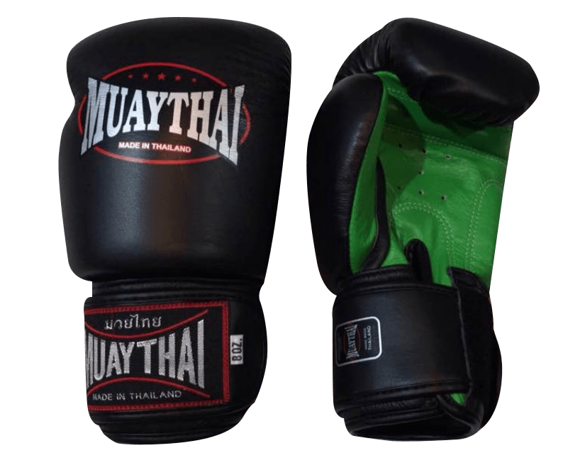 MUAYTHAI Boxing Gloves Muay Thai Black Green - SUPER EXPORT SHOP