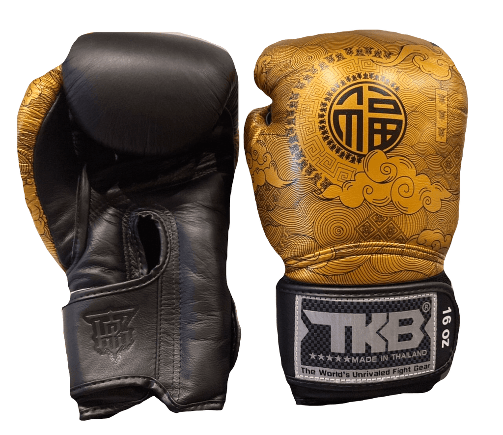 Top King Boxing Gloves TKBGCT-CN01 Black with "FOOK" & "DOUBLE HAPPINESS" Top King