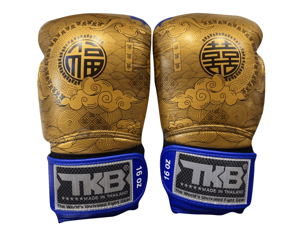 Top King Boxing Gloves TKBGCT-CN01 Blue with "FOOK" & "DOUBLE HAPPINESS" Top King