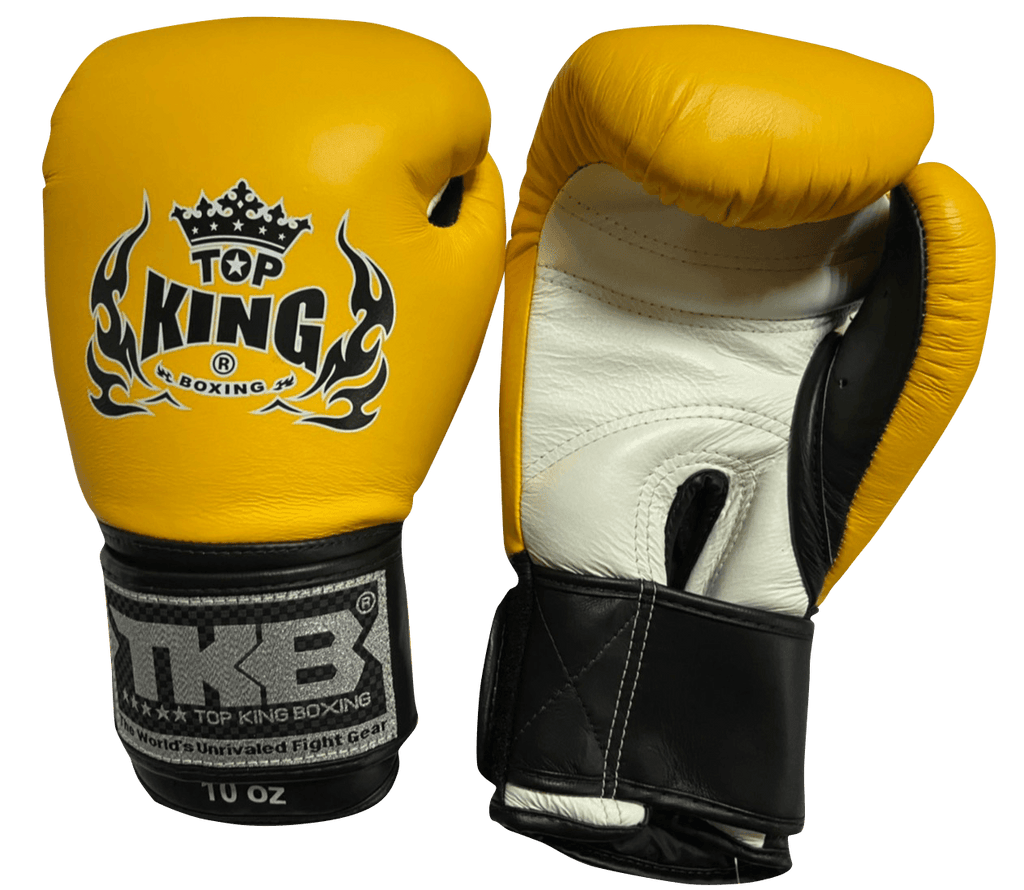 Top King Boxing Gloves TKBGUV Ultimate Velcro Yellow White Black - SUPER EXPORT SHOP